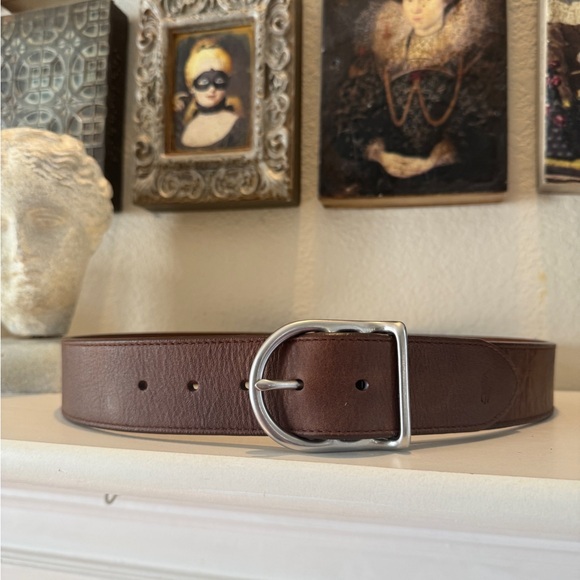Polo Ralph Lauren Men's Brown‎ Distressed Leather Belt Size 34 - Picture 1 of 11